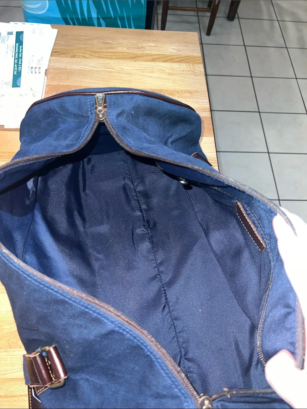 NWT Links & Kings Canvas Duffel Bag with Leather Trim